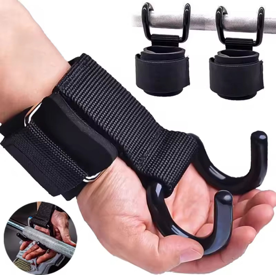 Agarres PowerHook Pro ergonómicos para levantamiento, confort y seguridad en cada repetición de pesas.