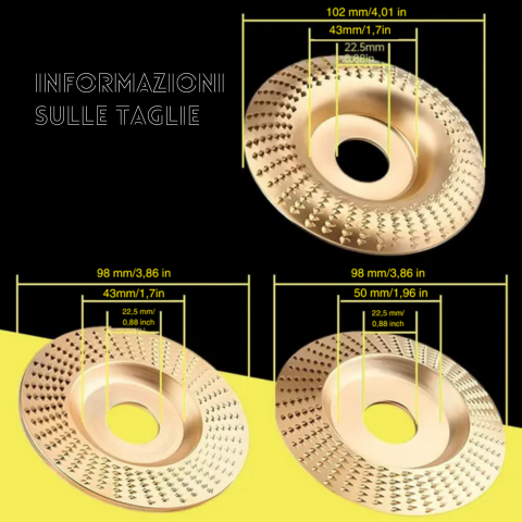Discos resistentes para amoladora angular de madera. Ideales para desbaste, tallado y lijado de superficies duras.