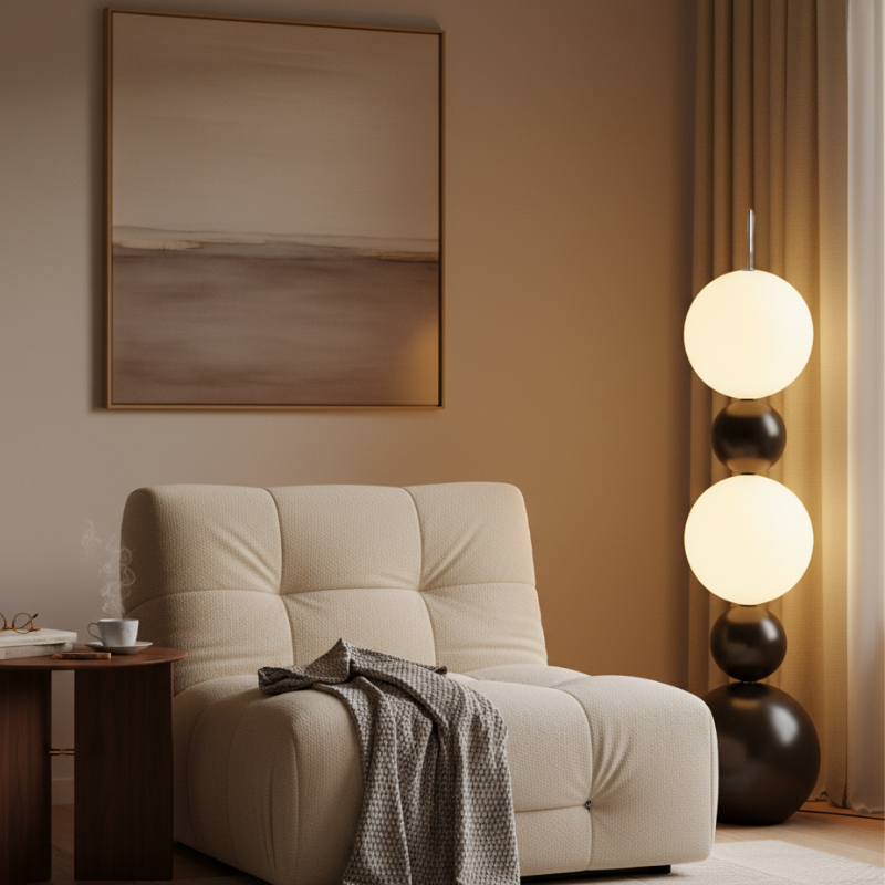 Lámpara de pie LED Calura. Diseño único estilo calabaza, iluminación moderna para dormitorio y sala.