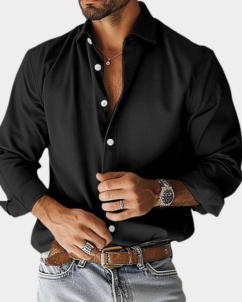 Camisa masculina slim fit elástica, transpirable. Antiarrugas para un look impecable y confort todo el día.