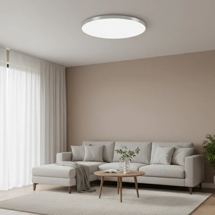 Luz de techo LED empotrada, look limpio y minimalista para interiores modernos y elegantes.
