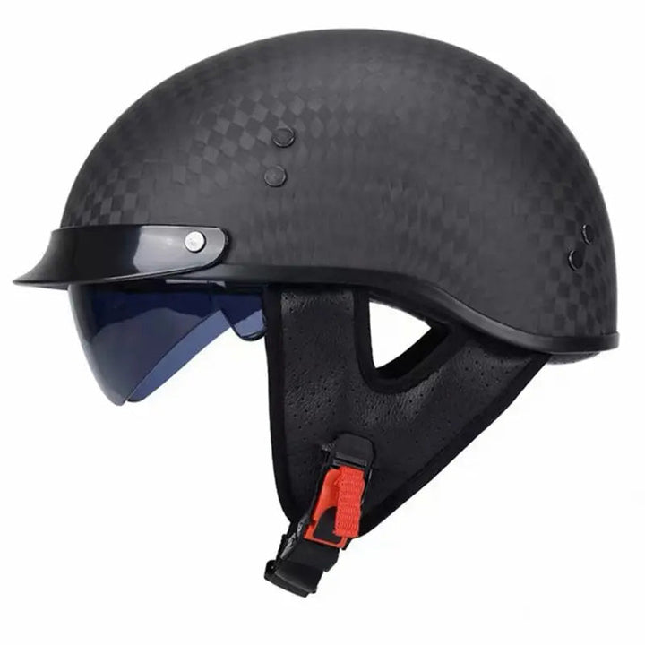 Casco de fibra de carbono ultraligero y abierto, aprobado DOT/ECE, con diseño retro para motociclistas.