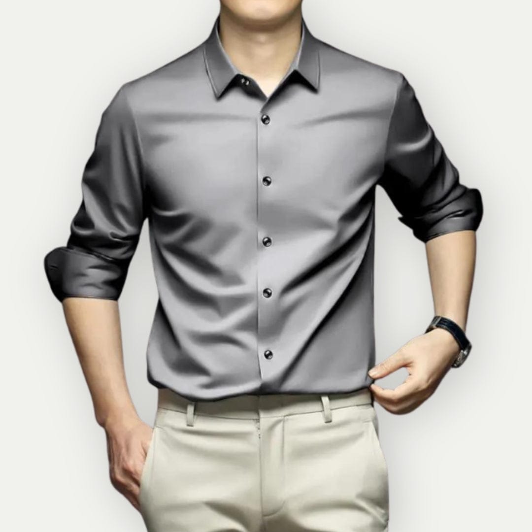 Camisa de vestir de manga larga para hombre, cómoda y sin plancha, moda masculina.