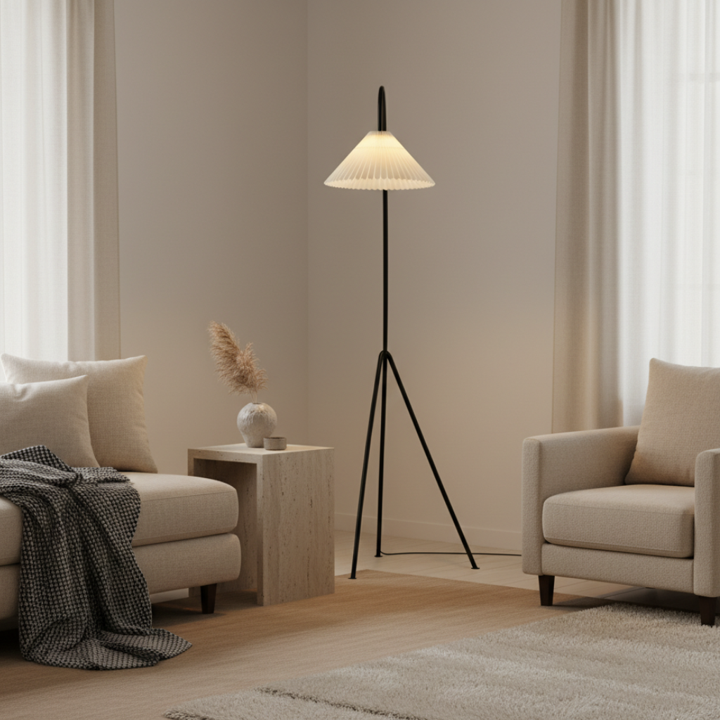 Estilo Japandi: Lámpara de pie moderna trípode. Iluminación decorativa para cualquier espacio.