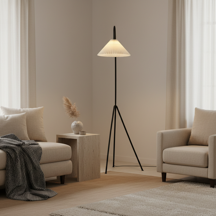 Estilo Japandi: Lámpara de pie moderna trípode. Iluminación decorativa para cualquier espacio.