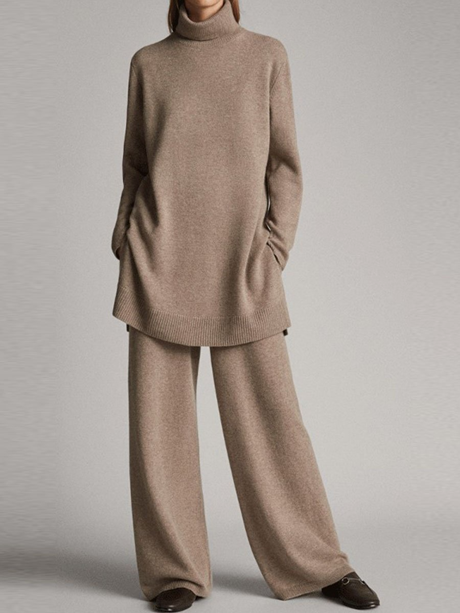 Conjunto de punto suave para mujer, ideal para primavera. Dos piezas de ropa cómoda y casual.