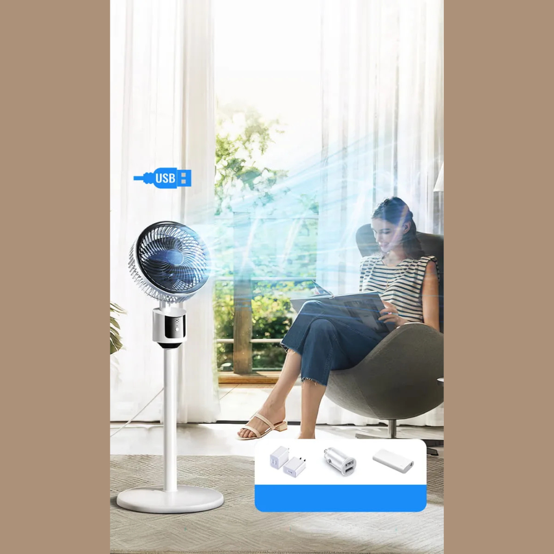 Pequeño ventilador USB portátil para aliviar el calor del verano, ideal para espacios compactos y silenciosos.