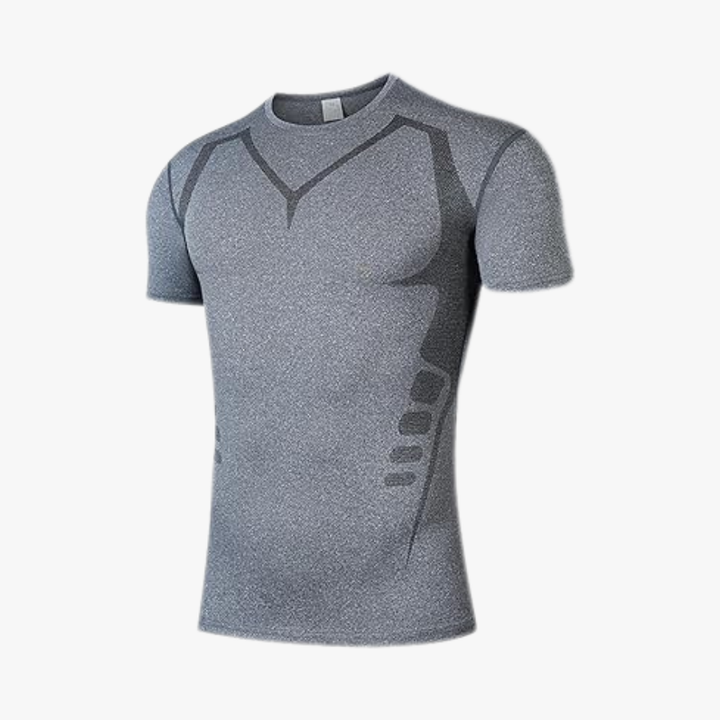 Camiseta de compresión iónica para hombre, ropa interior discreta, estiliza silueta bajo la ropa.