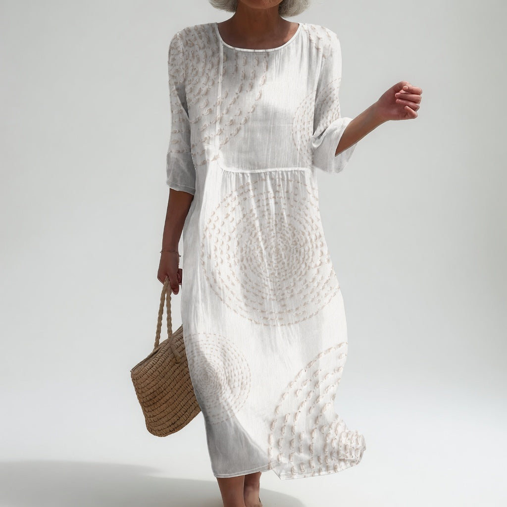 Vestido midi elegante para mujer, corte fluido. Ideal para primavera y verano, casual o evento especial.