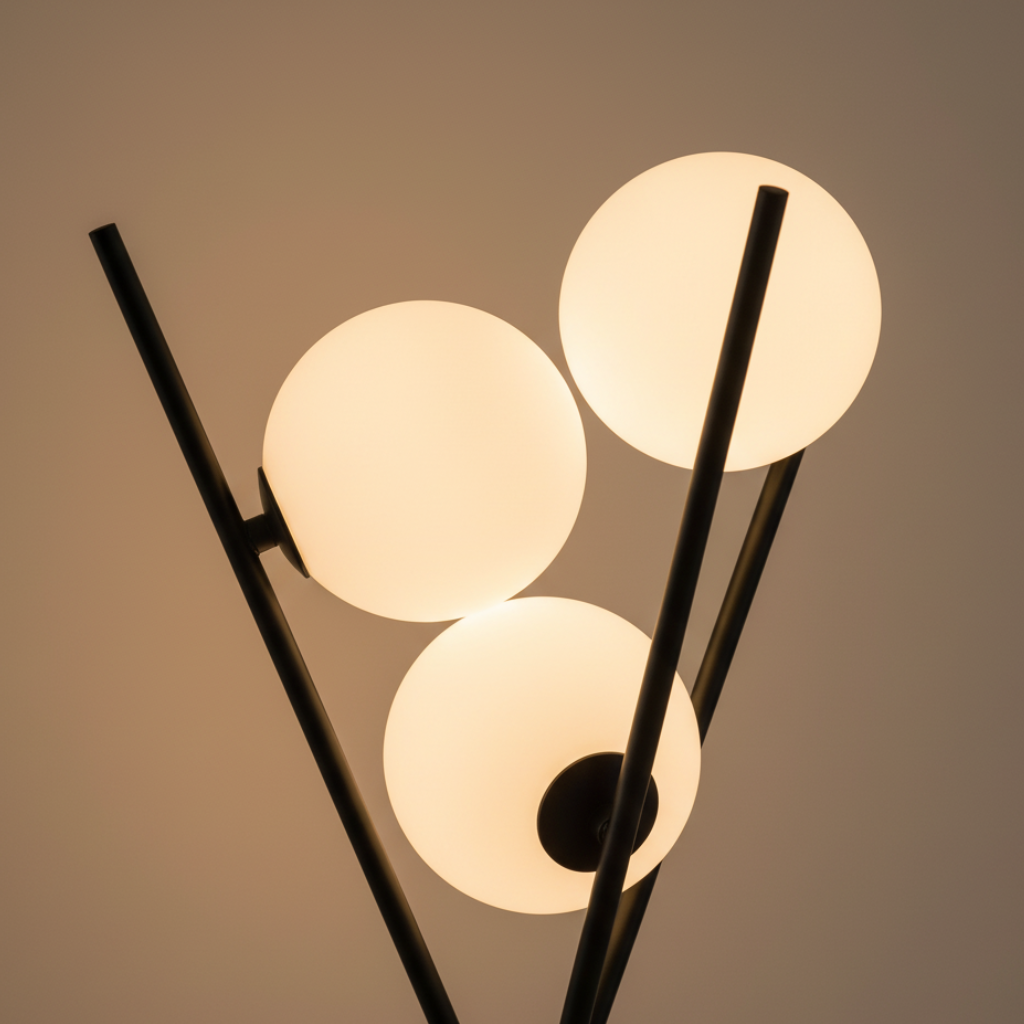 Lámpara LED regulable de mesa/suelo. Diseño luna, luz cálida. Ahorro energético y decoración moderna.