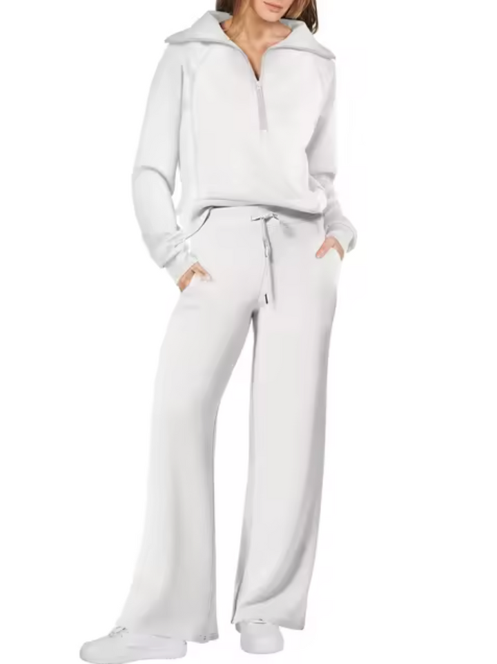 Conjunto de moda casual para mujer, sudadera y pantalón ideales para el día a día y el invierno.