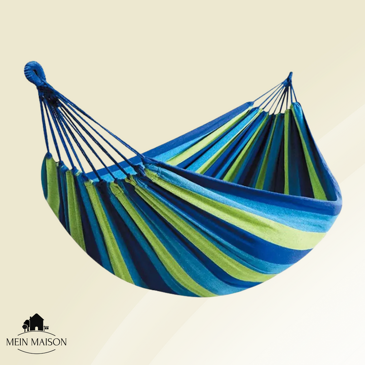 Hamaca fácil de instalar para descanso en exterior. Ideal para jardín, balcón, terraza o escapadas de camping.