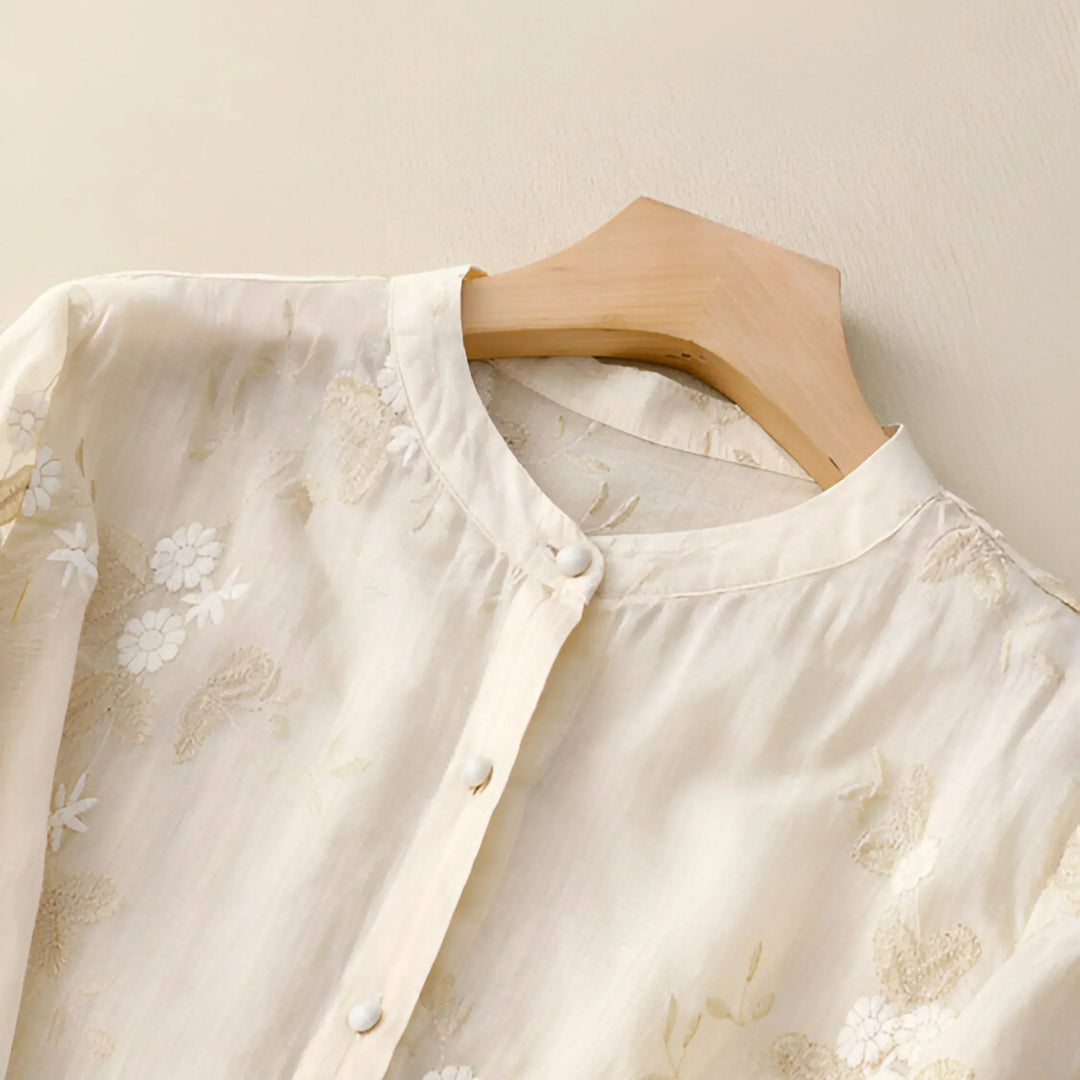 Cómoda blusa floral de algodón Giovanna para mujer. Estilo casual y elegante, perfecta para el verano.
