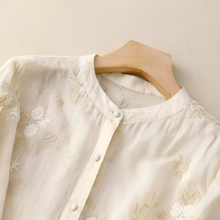 Cómoda blusa floral de algodón Giovanna para mujer. Estilo casual y elegante, perfecta para el verano.