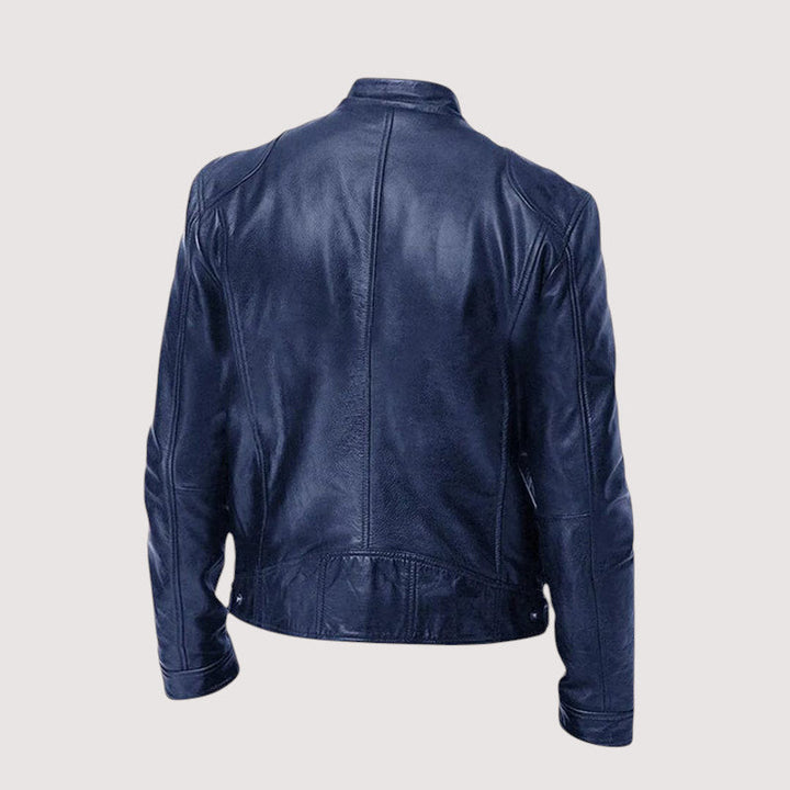Chaqueta biker de hombre, versátil para un look casual o sofisticado, moda atemporal y estilo moderno.