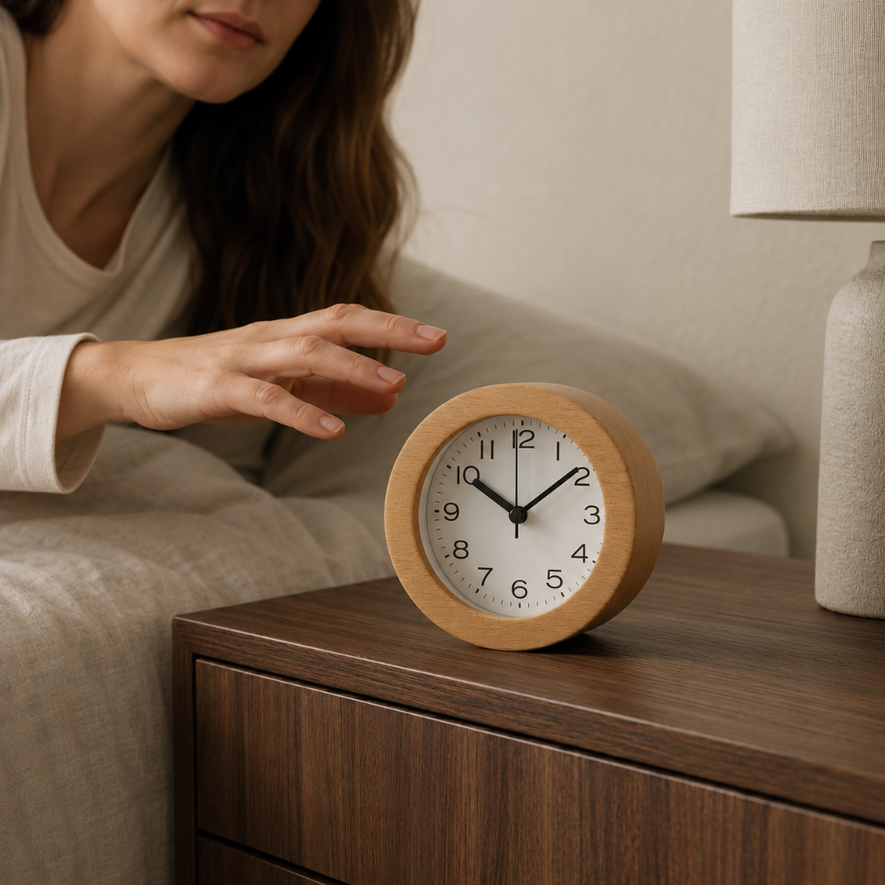 Despertador minimalista de madera, movimiento de cuarzo preciso, funciona con batería, estilo nórdico.