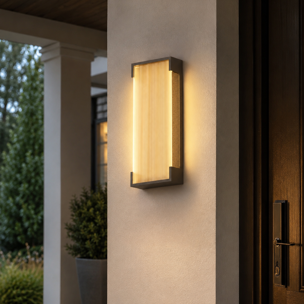 Aplique LED regulable de acero inoxidable para iluminación exterior moderna de jardín.