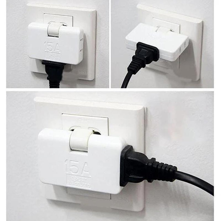 Adaptador de enchufe giratorio 180° blanco, 3 tomas. Compacto para hogar y oficina, optimiza espacio en paredes.