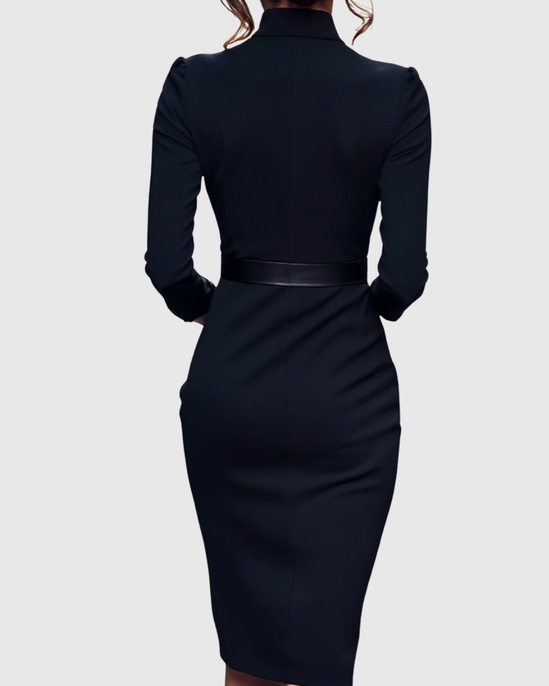 Elegante vestido Claribel negro para invitada, perfecto para noche y celebraciones.