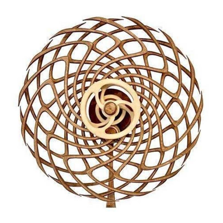Escultura cinética de madera artesanal, decoración del hogar y arte con movimiento. Diseño único.