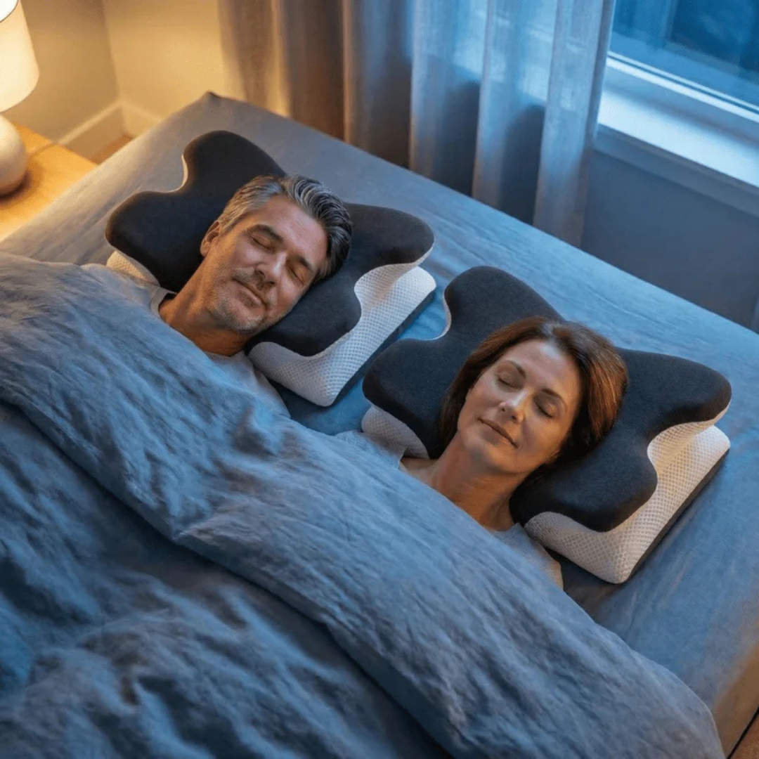 Almohada cervical ergonómica ajustable para bienestar del cuello. Alivia el dolor, mejora el descanso y salud.