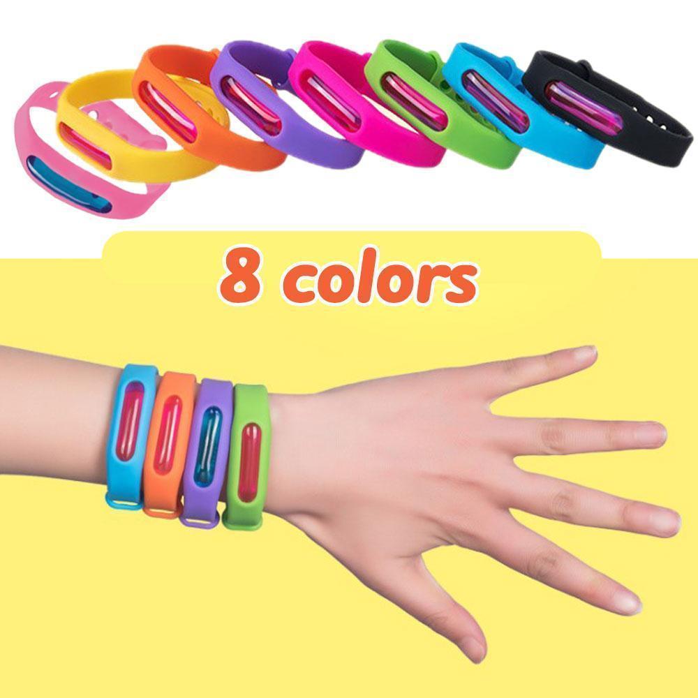 Pulsera repelente mosquitos natural para niños. Protección segura y ajustable en el exterior.