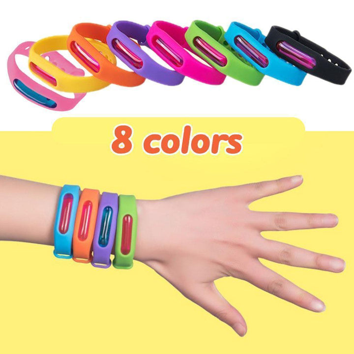 Pulsera repelente mosquitos natural para niños. Protección segura y ajustable en el exterior.