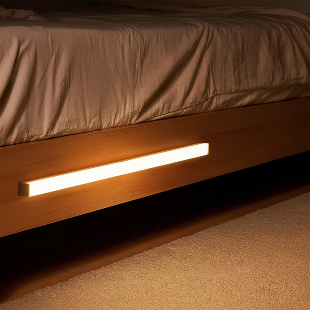 Lámpara LED delgada para armario, sensor de movimiento, recargable USB, diseño moderno.