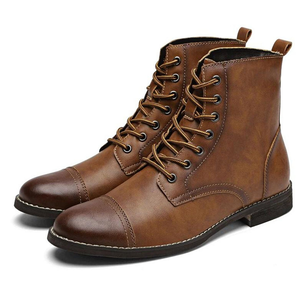 Botas elegantes de caña media para hombre, estilo formal con cordones. Perfectas para otoño y comodidad.