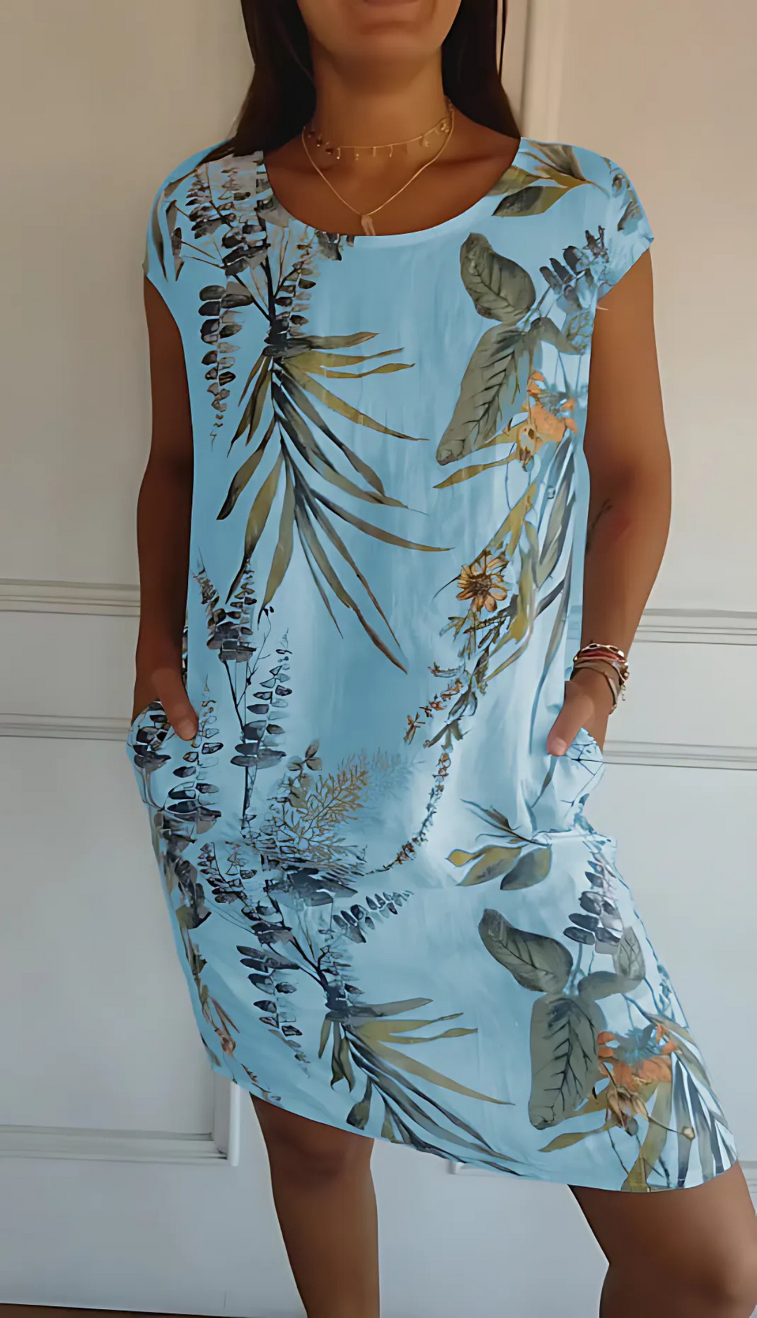 Vestido cómodo para mujer, estilo recto con escote redondo, ideal para cualquier día.