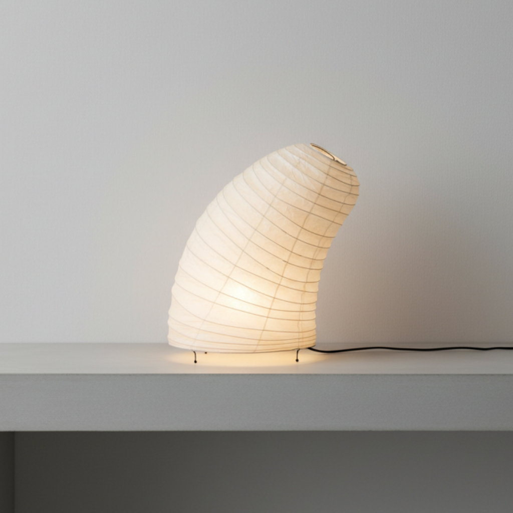 Lámpara de mesa Japandi versátil, iluminación moderna y luz ambiental para dormitorio o sala de estar.