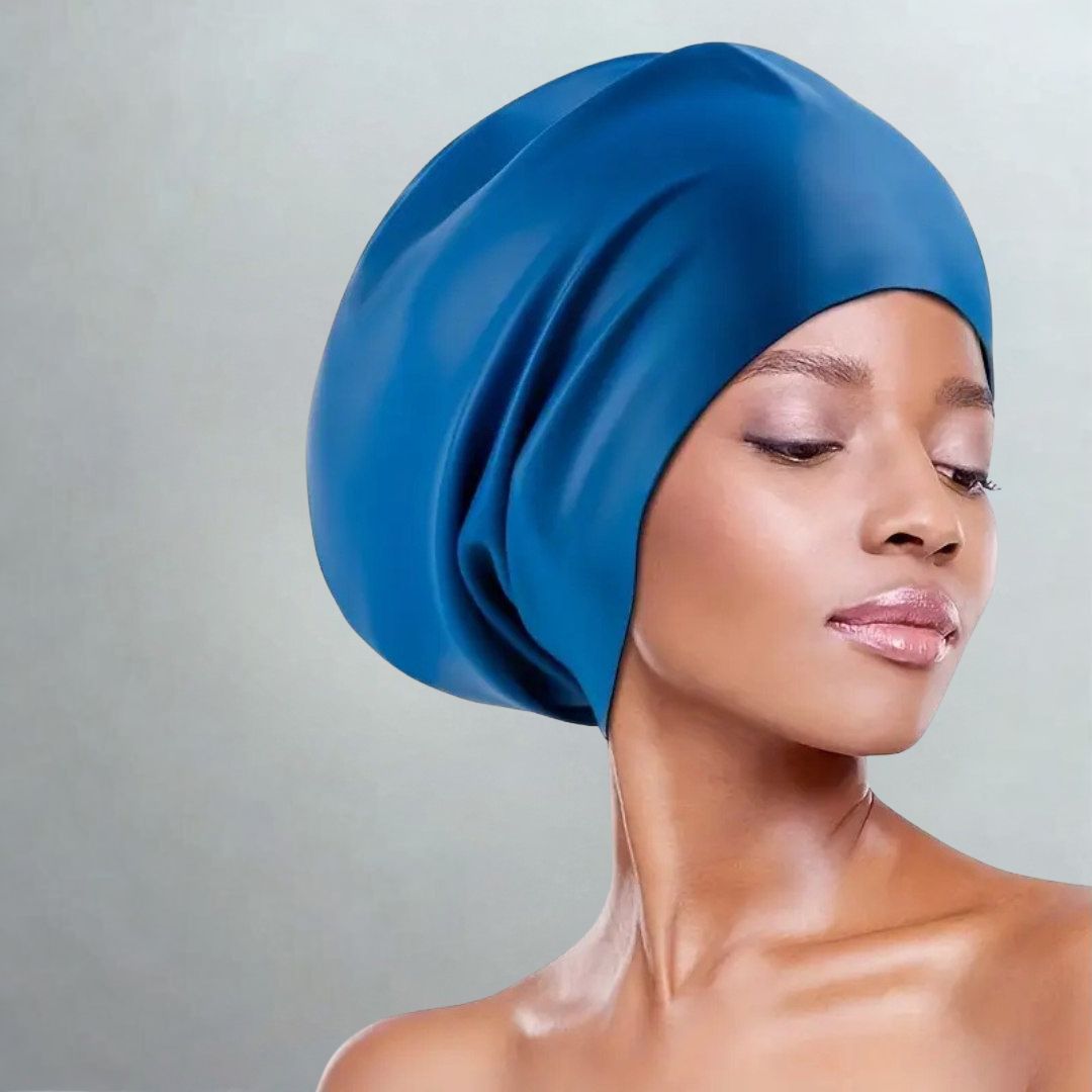 Protege tu cabello abundante con gorro natación XL AquaDome de silicona. Impermeable, para piscina.