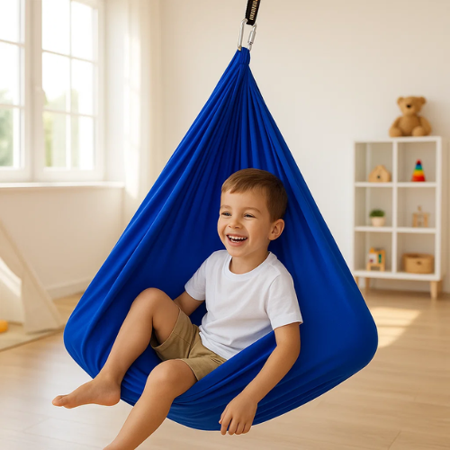 Hamaca de interior para niños, un refugio calmante para el juego y la terapia ocupacional.
