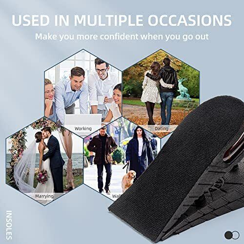 Unisex, estas plantillas elevadoras para zapatos te ofrecen un aumento de altura discreto y gran comodidad todo el día.