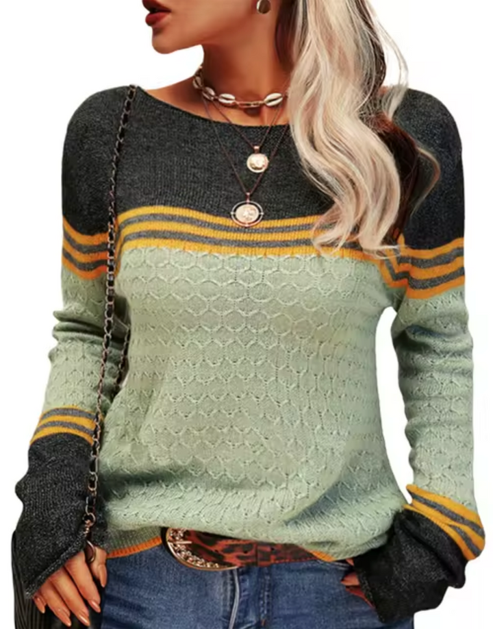 Comodidad y estilo: pulóver de punto ajustado con diseño clásico para mujer. Moda atemporal.