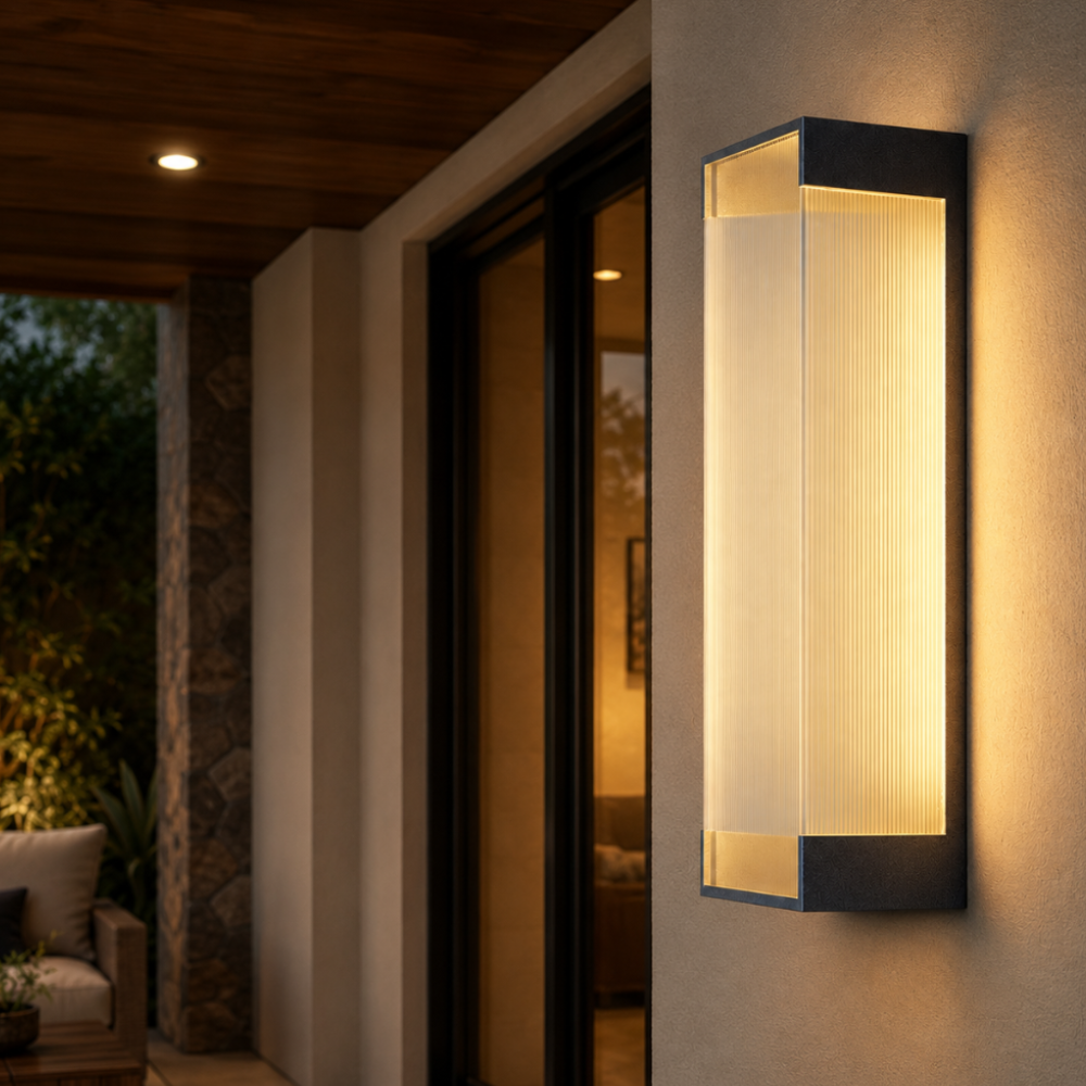 Aplique LED regulable, IP65, acero inoxidable, ideal para balcón o zonas de paso.