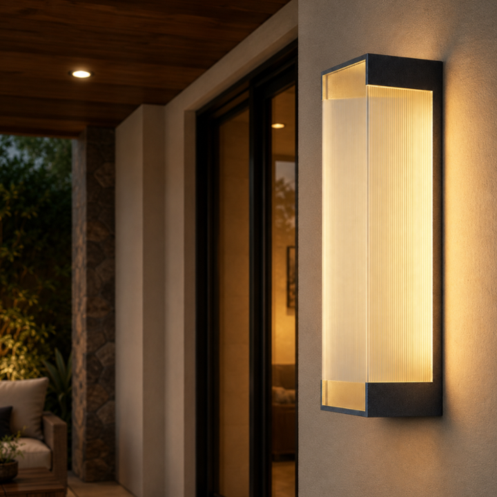Aplique LED regulable, IP65, acero inoxidable, ideal para balcón o zonas de paso.