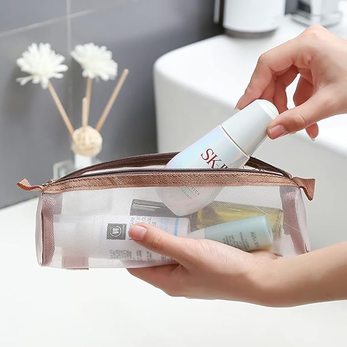 Bolsa de cosméticos compacta para mujer, diseño plegable, fácil almacenamiento en casa o viaje.