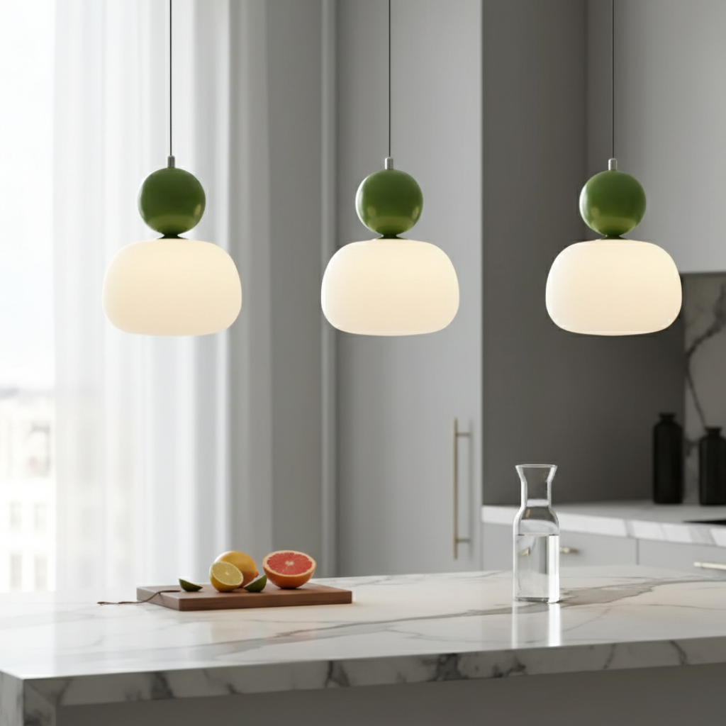 Lámpara colgante Opaline con sombra estriada única. Ilumina espacios con diseño y estilo Bauhaus. Luz difusa.