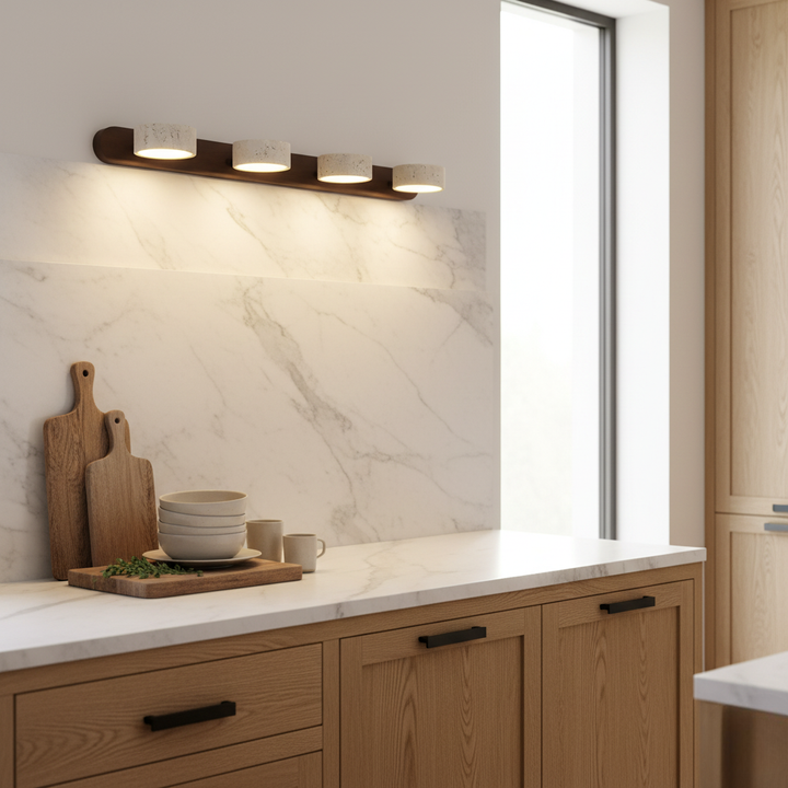 Iluminación de baño Wabi Sabi, aplique con focos LED ajustables.