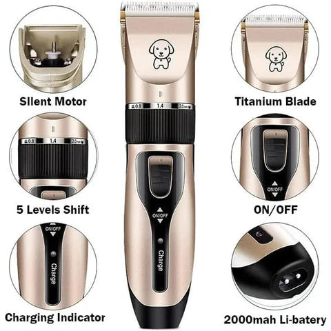 Cortadora de pelo ergonómica para mascotas. Agarre cómodo para el cuidado y acicalamiento de perros y gatos en casa.