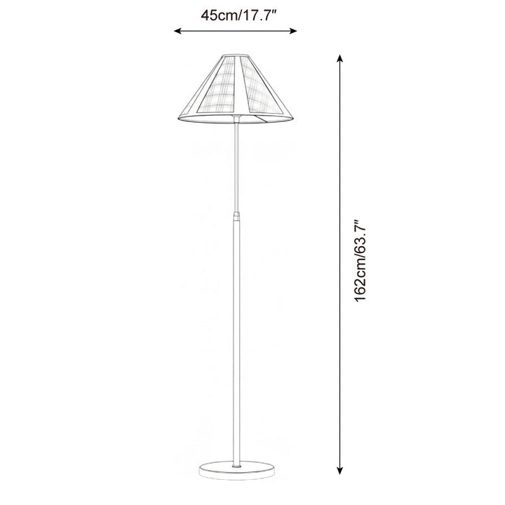 Lámpara de pie alta con diseño a cuadros. Iluminación elegante para salón, dormitorio o estudio. Estilo moderno.