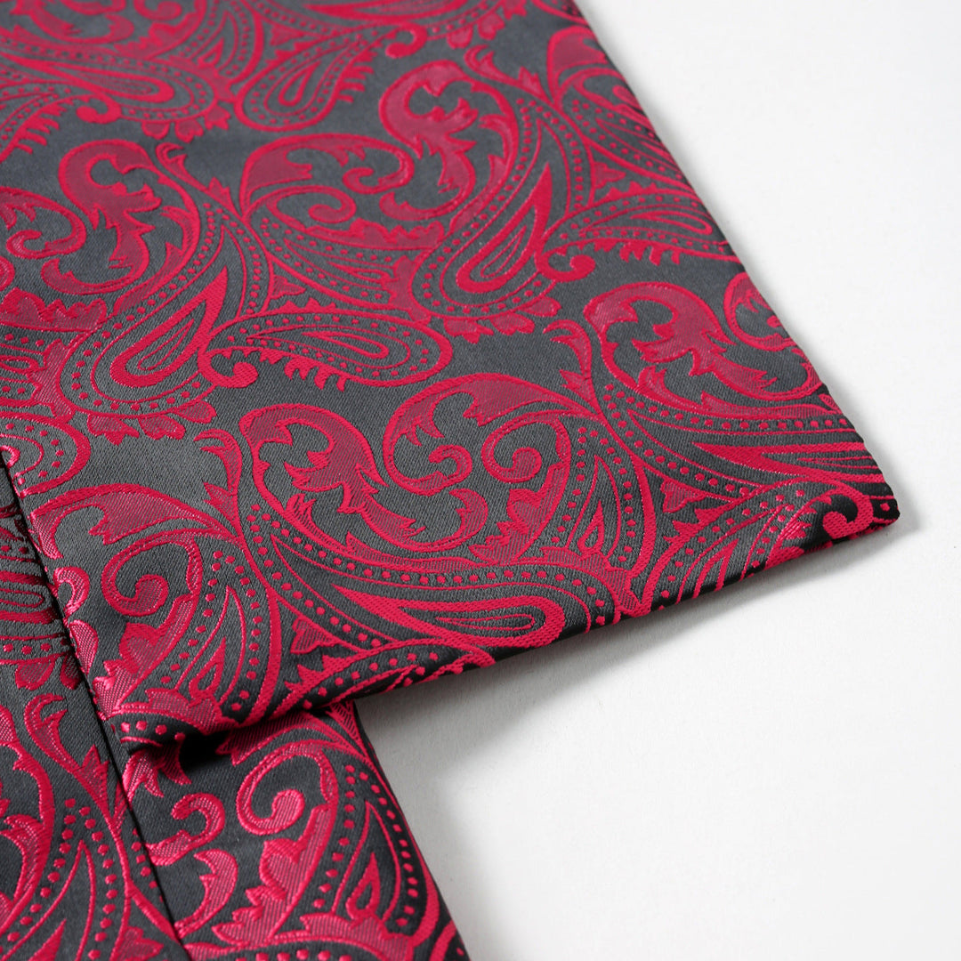 Americana casual hombre jacquard. Chaqueta slim fit elegante y moderna en rojo vino. Tendencia masculina.
