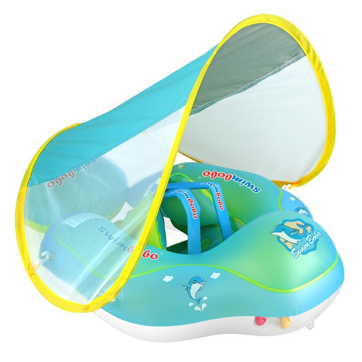 Flotador antivuelco para bebés, entrenador de natación infantil con protección solar para la piscina.