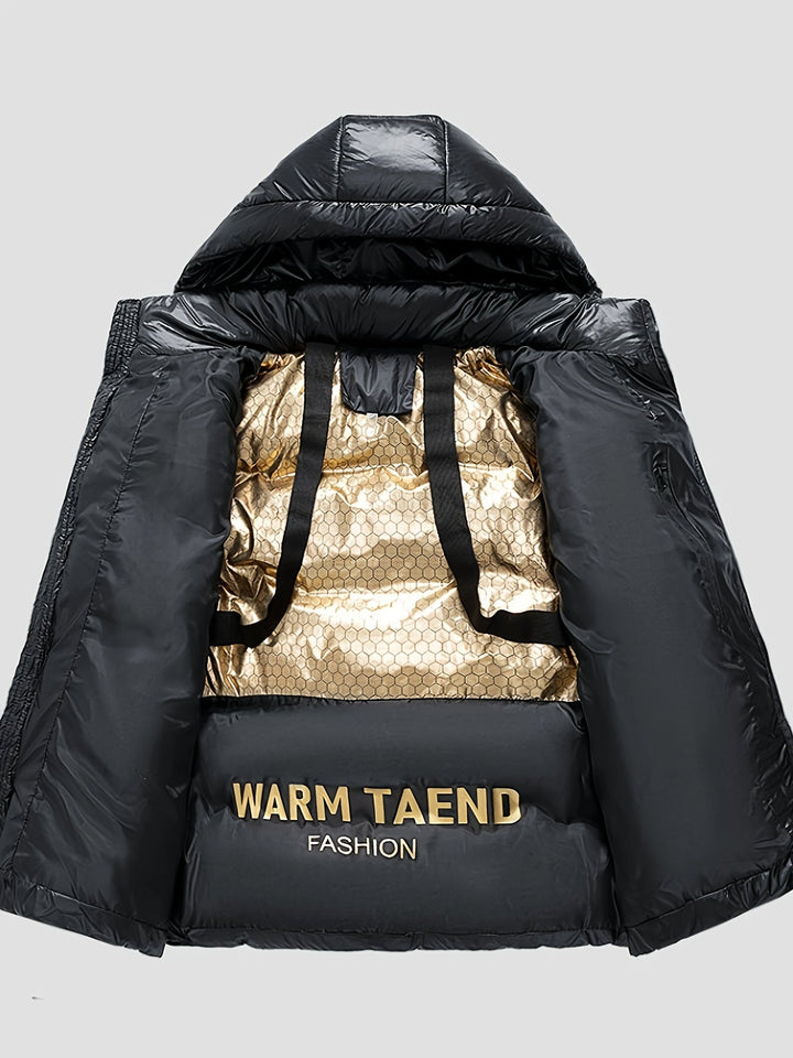 Abrigo de invierno puffer holgado para hombre, estilo casual con capucha. Moda masculina para el frío exterior.