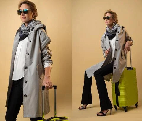 Elegante trench coat oversize impermeable para mujer, perfecto para estilo casual o formal.