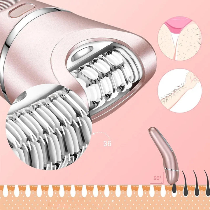 Rasuradora eléctrica recargable para mujer, garantiza una depilación sin dolor y suave. Impermeable, para uso en seco o mojado.