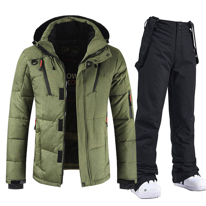 Ropa térmica hombre, conjunto impermeable. Protección superior contra viento y frío para deportes de invierno.