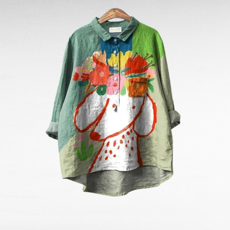 Blusa de verano elegante multicolor para mujer con manga larga, ligera y transpirable, ideal para un look casual.