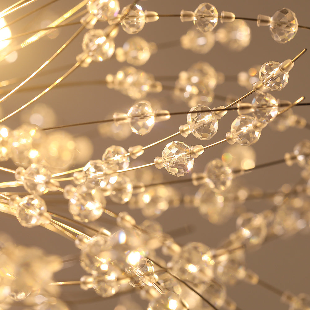 Lámpara de techo moderna de cristal, 9 luces, estilo Sputnik, acabado cromo pulido.